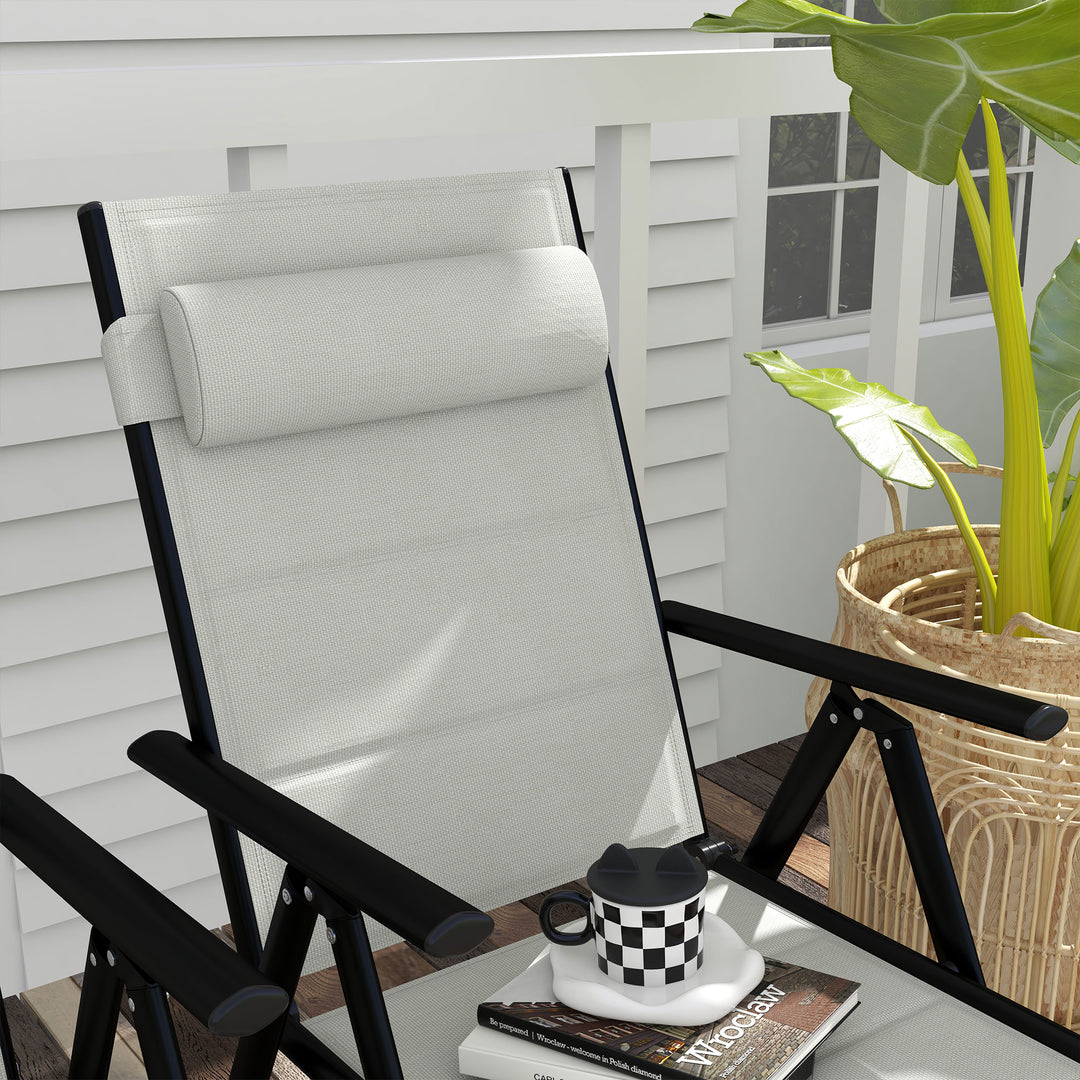 Set of Two Padded Garden Chairs - Light Grey