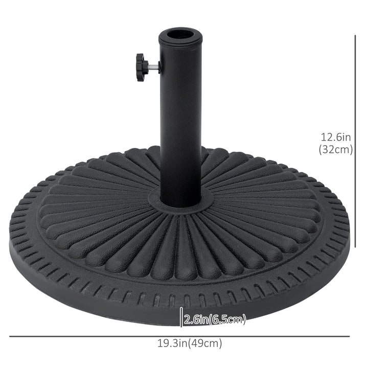 14kg Round Cement Parasol Base Umbrella Weight Stand Holder Fits Φ35mm,Φ38mm,Φ48mm Pole for Patio Outdoor Garden - Black