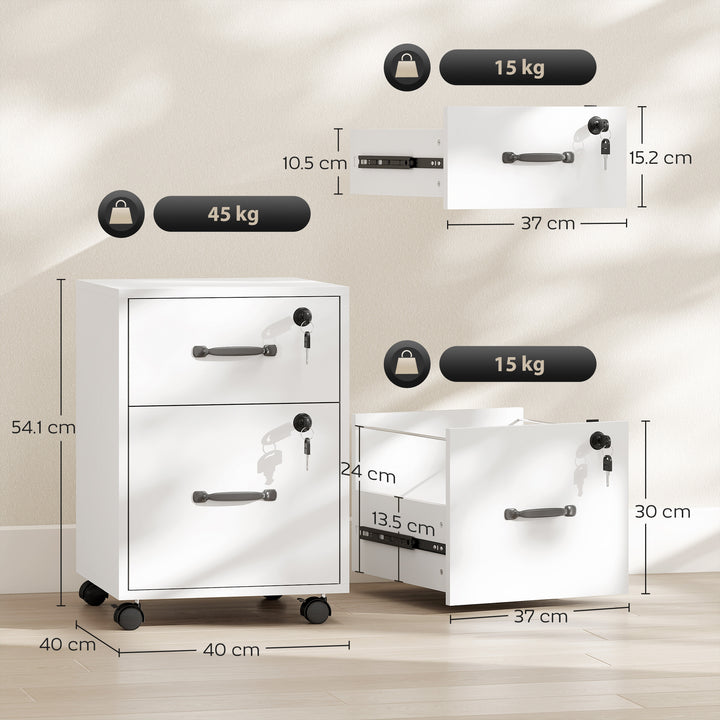 Rolling File Cabinet with 2 Drawers, Mobile Filing Cabinet with Hanging File Folder for Letter Sized Documents