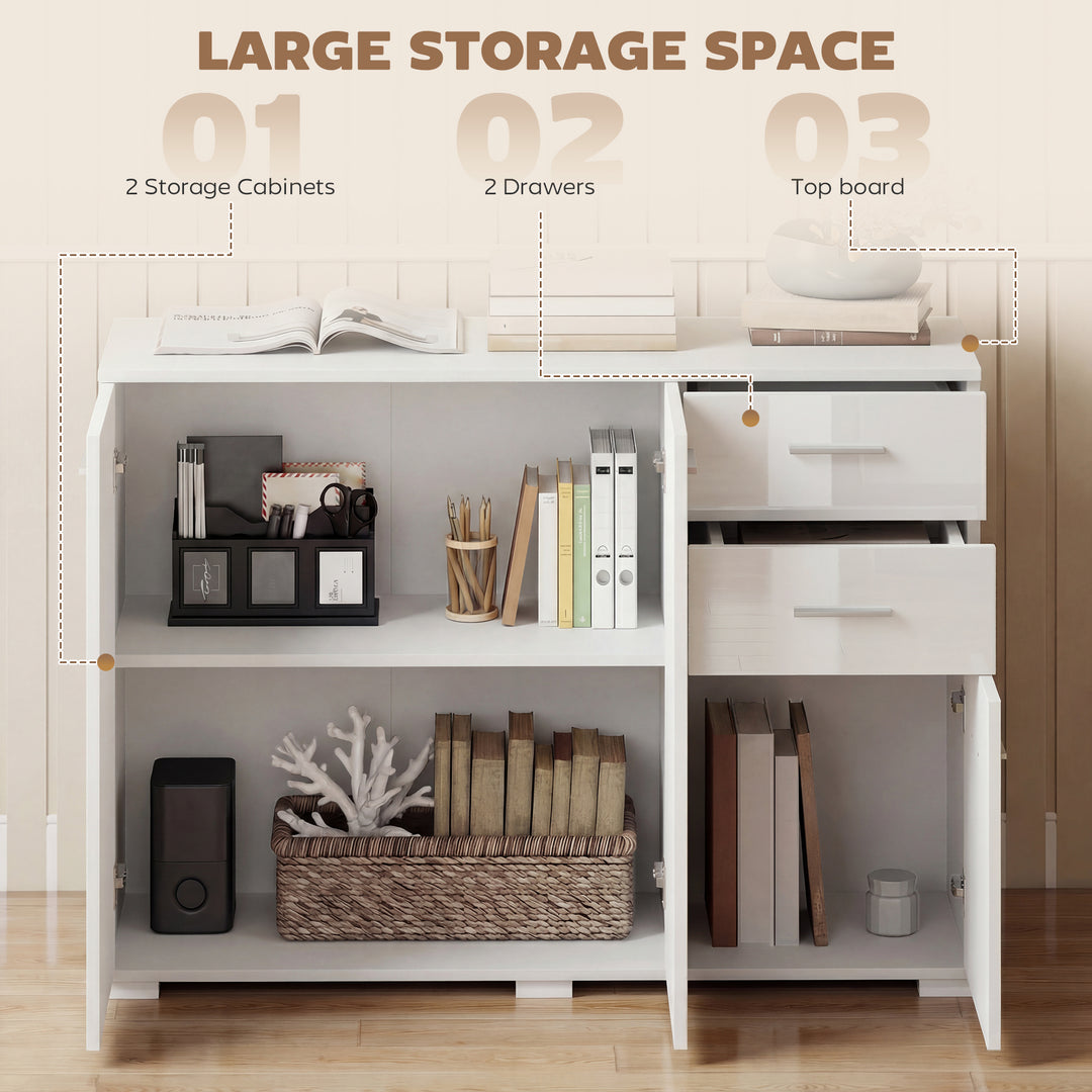Sideboard, Modern Storage Cabinet with 2 Drawers, 3 Doors and Adjustab
