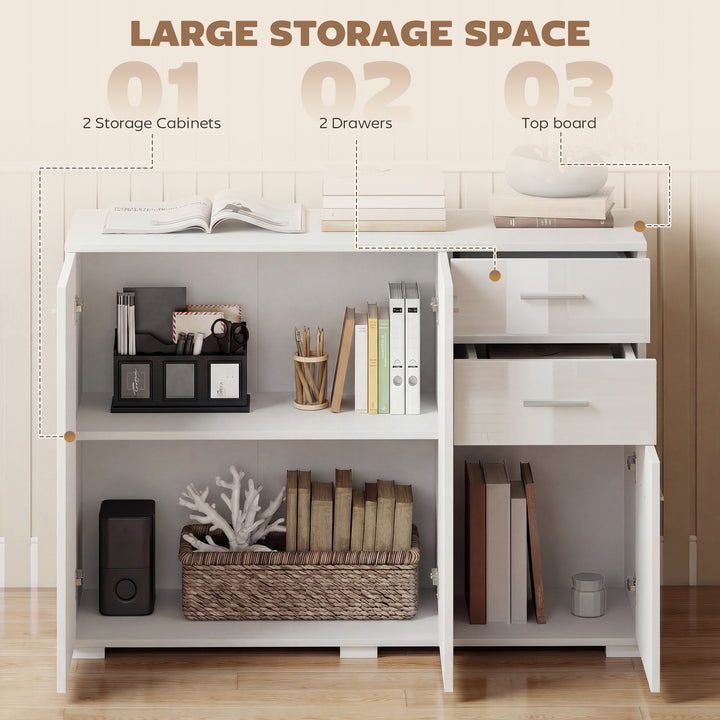 Sideboard, Modern Storage Cabinet with 2 Drawers, 3 Doors and Adjustab