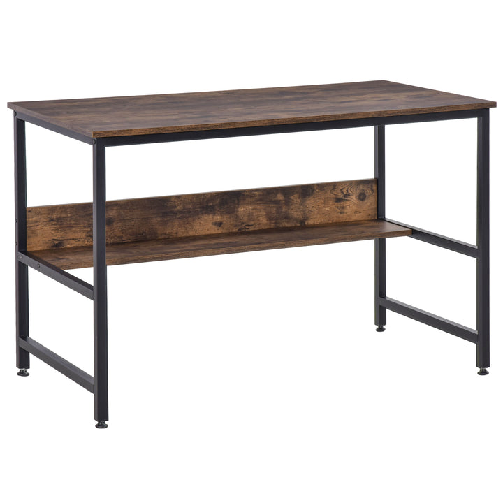 Computer Desk with Storage Shelf, 120 x 60cm Home Office Desk with Metal Frame, Study Table, Easy Assembly, Rustic Brown