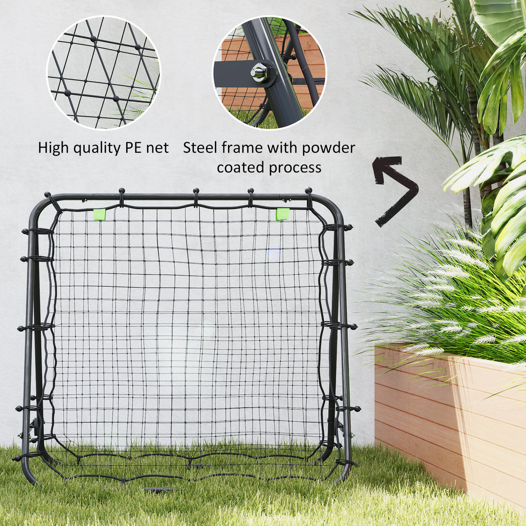 Double Sided Football Rebounder Net, Football Rebound Goal with Five Adjustable Angles, Black