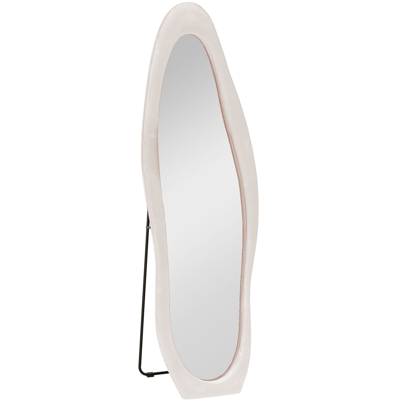 Wavy Velvet-Feel Full Length Mirror - Light Pink