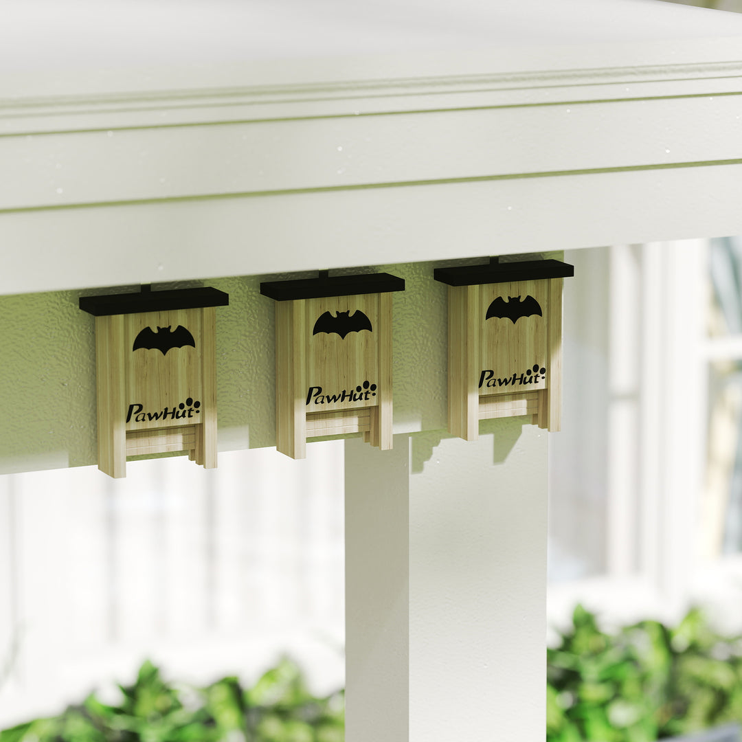 3PCs Wooden Bat Boxes, Bat Houses Designed to Attract Bats & Easy to Hang for Outdoor, Garden, Farm, 18 x 6 x 22.5 cm
