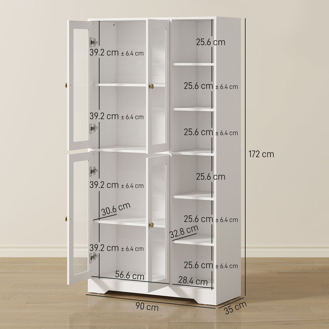 MCL Multi-Storage Kitchen Cabinet, with Glass Doors - White Wood-Effect