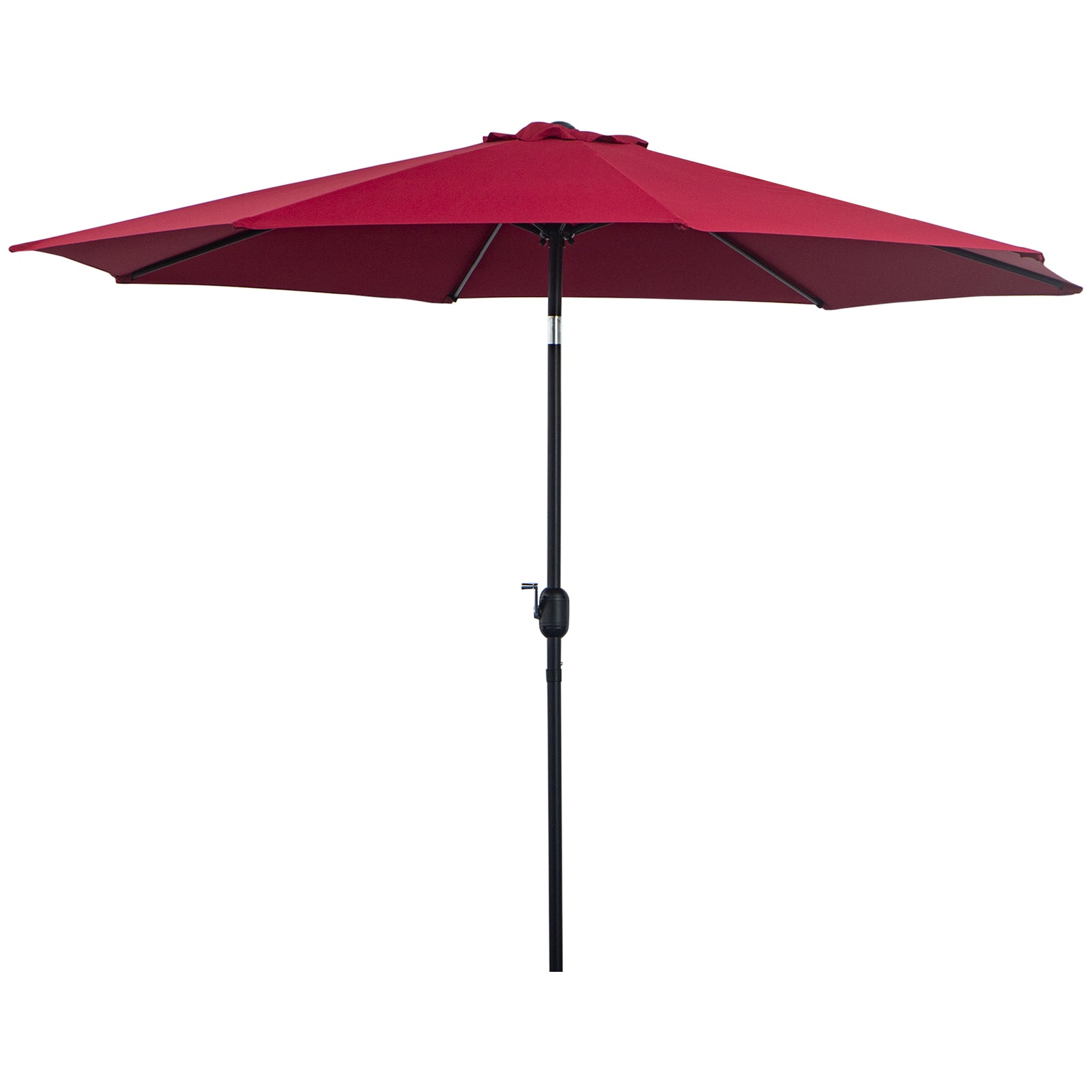 3(m) Tilting Parasol Garden Umbrellas, Outdoor Sun Shade with 8 Ribs, Tilt and Crank Handle for Balcony, Bench, Garden, Wine Red