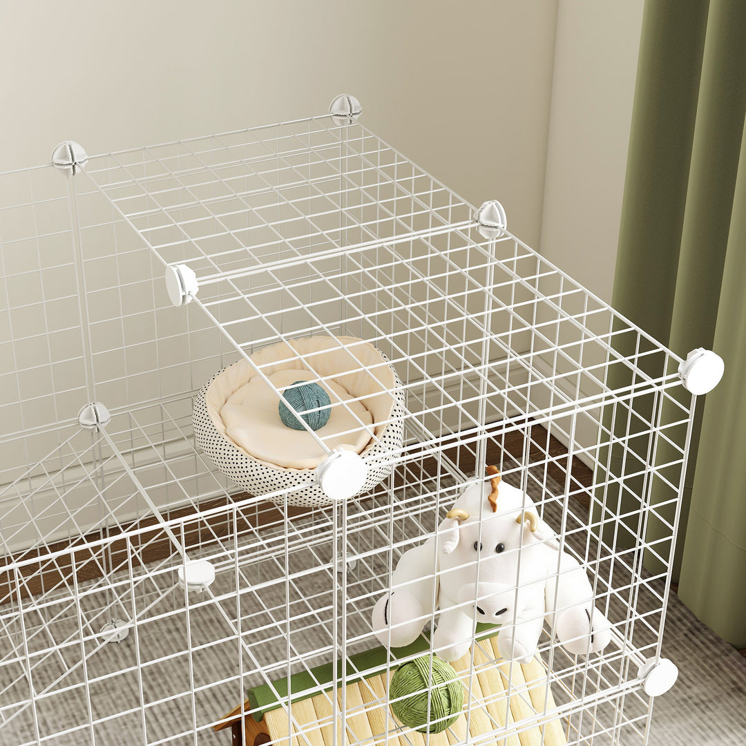 PawHut DIY 36 Panel Pet Playpen Metal Wire Fence for Chinchilla, Hedgehog, Bunny, Indoor, Outdoor Use, White