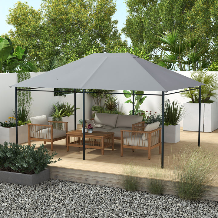 Outsunny 3 x 4m Gazebo Canopy Replacement Cover, Gazebo Roof Replacement (TOP COVER ONLY), Light Grey