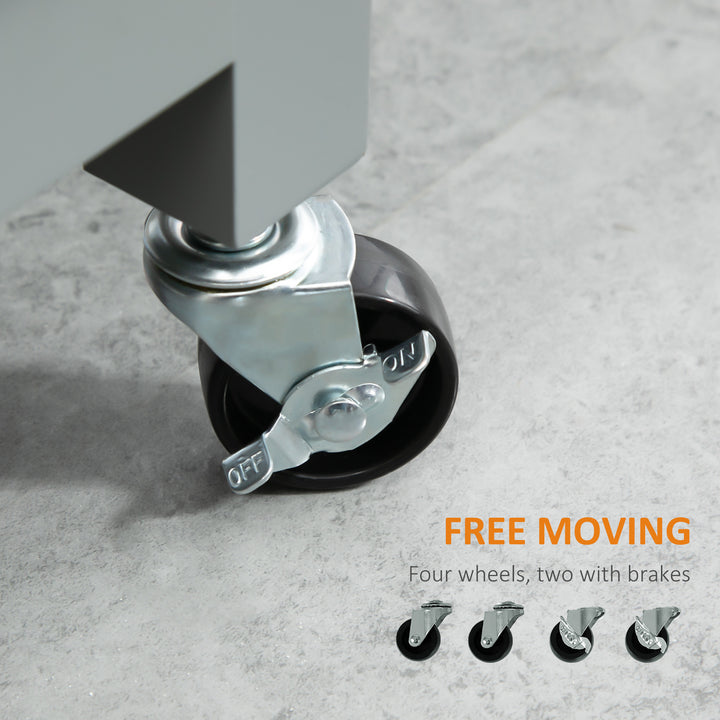 MCL Compact Kitchen Trolley Utility Cart on Wheels with Open Shelf & Storage Drawer for Dining Room, Kitchen, Grey