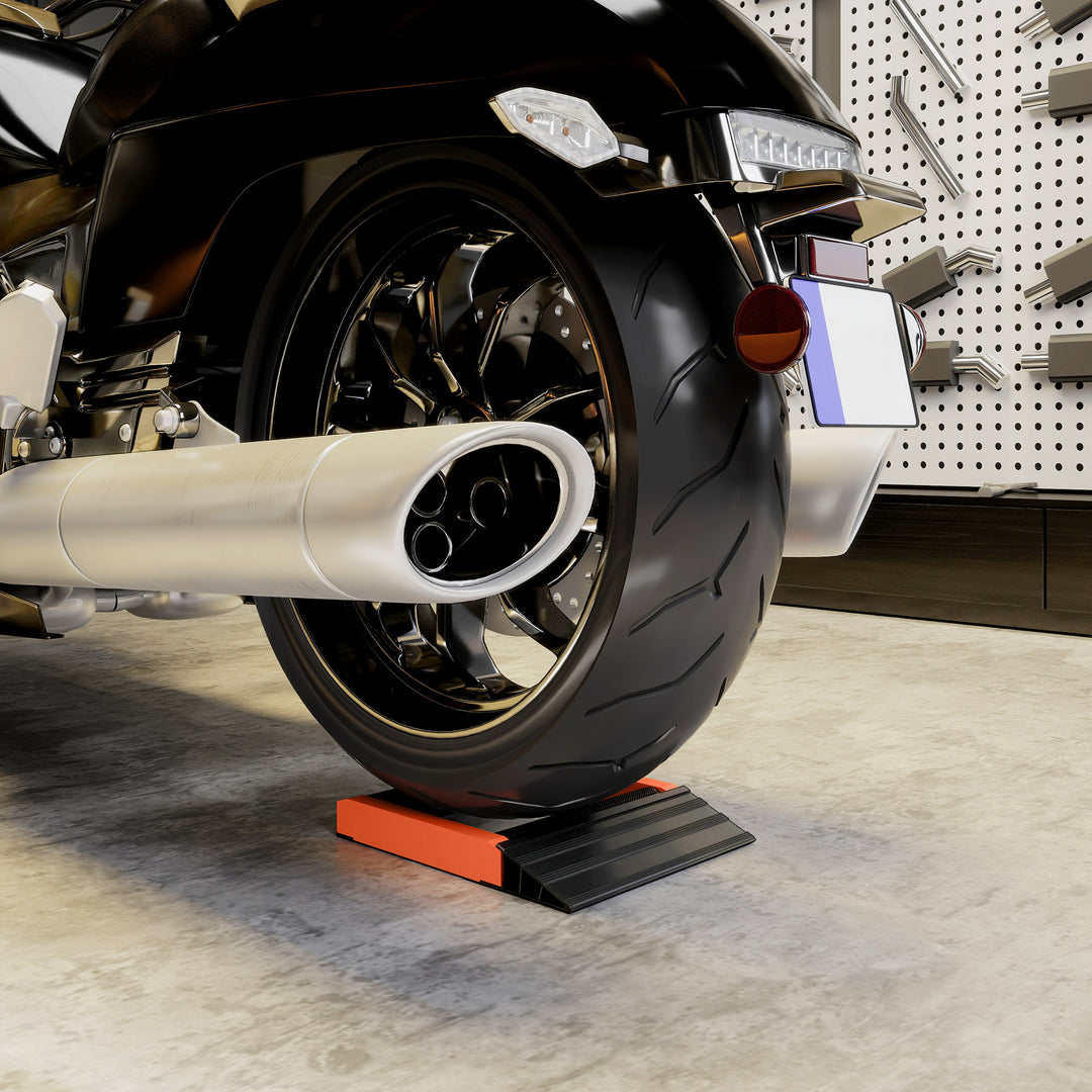 Motorcycle Wheel Cleaning Roller Stand with Aluminium Alloy Frame and Rollers, Motorcycle Maintenance Stand for Tyre Cleaning and Chain Lubrication, Fit Tyre Width < 180mm, Bikes < 500lb, Black