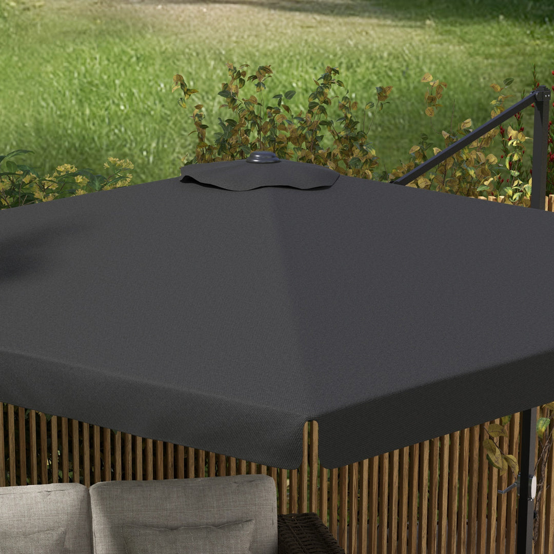 3m Cantilever Parasol, with Four-Position Canopy - Grey