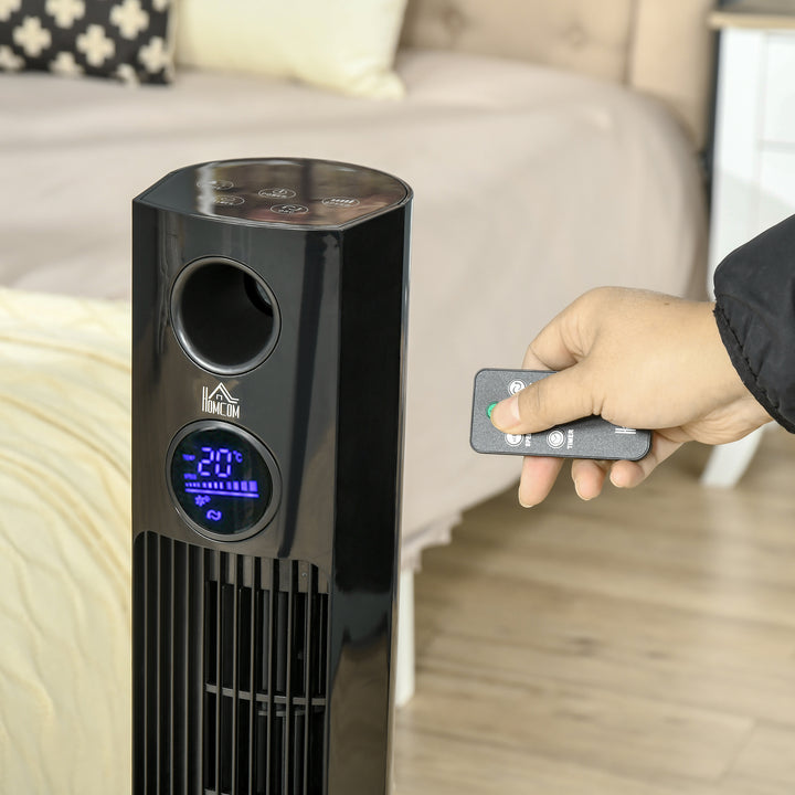 38" Freestanding Tower Fan Cooling with Aroma Function, Oscillating, 12h Timer, LED Sensor Panel, Remote Controller, 3 Modes, for Bedroom, Black