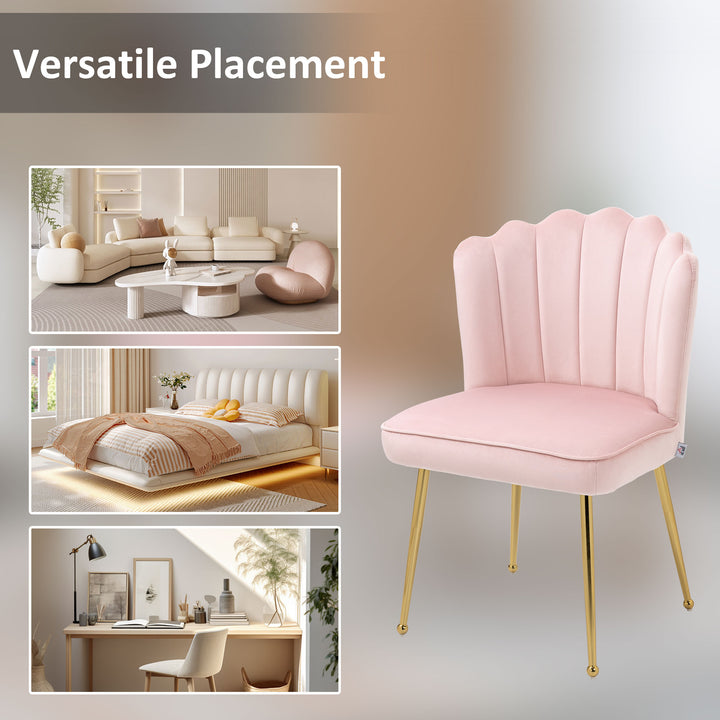 Velvet-Feel Shell Accent Chair - Pink