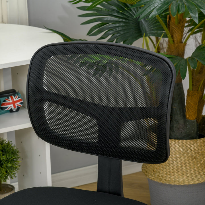 Small Office Chair without Arms, Ergonomic Swivel Mesh Desk Chair with Curved Back and Wheels, Height Adjustable, for Home Vanity Computer Dressing Table Study Bedroom, Holds Up to 120 kg
