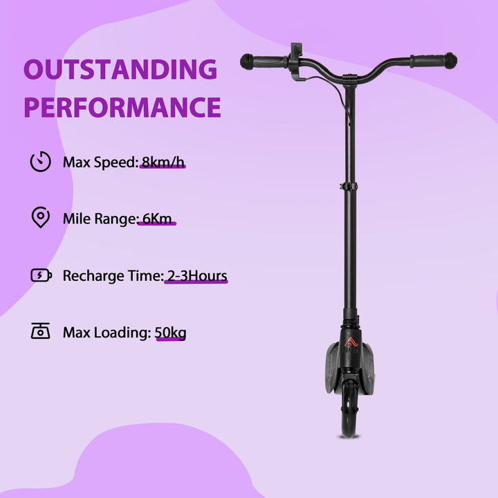 Electric Scooter, 120W Motor E-Scooter, Adjustable Height, Rear Brake for Ages 6+ Years - Black