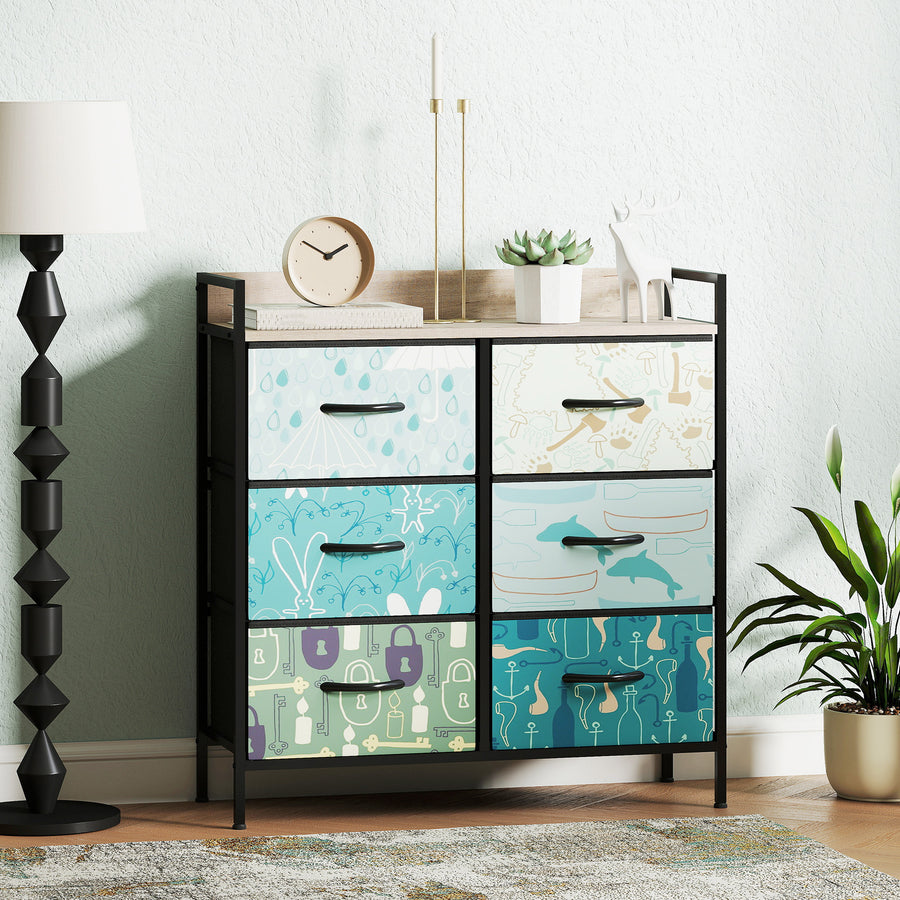 6-Drawer Chest of Drawers - Blue