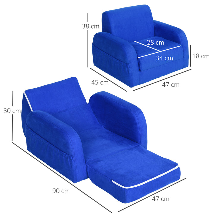 HOMCOM 2 In 1 Kids Children Sofa Chair Bed Folding Couch Soft Flannel Foam Toddler Furniture for 3-4 Years Old Playroom Bedroom Living Room | Aosom UK