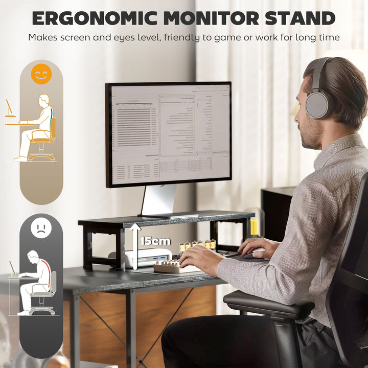 168cm Reversible L Shaped Desk, Industrial Corner Computer Desk with Adjustable Shelf and Storage Bag, 240cm 2 Person PC Table with Monitor Stand, Black