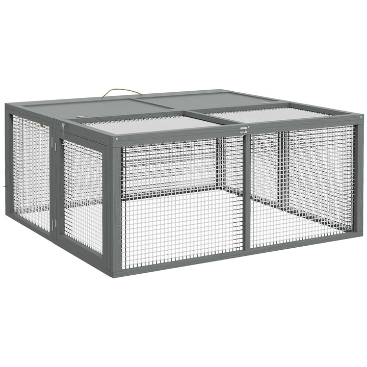 Wooden Folding Rabbit Hutch, for 2-3 Rabbits - Grey