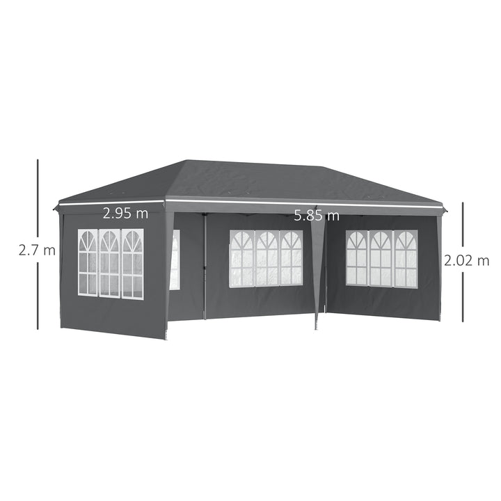 3 x 6m Pop-Up Gazebo, with Removable Walls - Grey