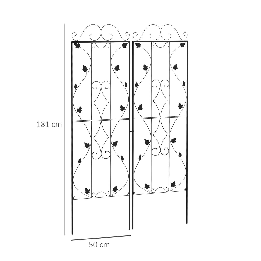 Metal Trellis Set of 2, Garden Trellis for Climbing Plants Support Frames, Leaf Design
