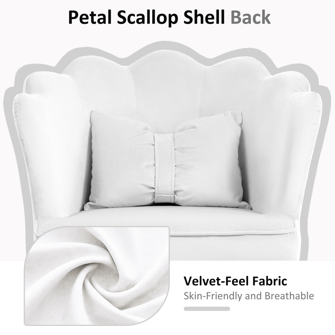 Velvet-Feel Petal Back Office Chair - White