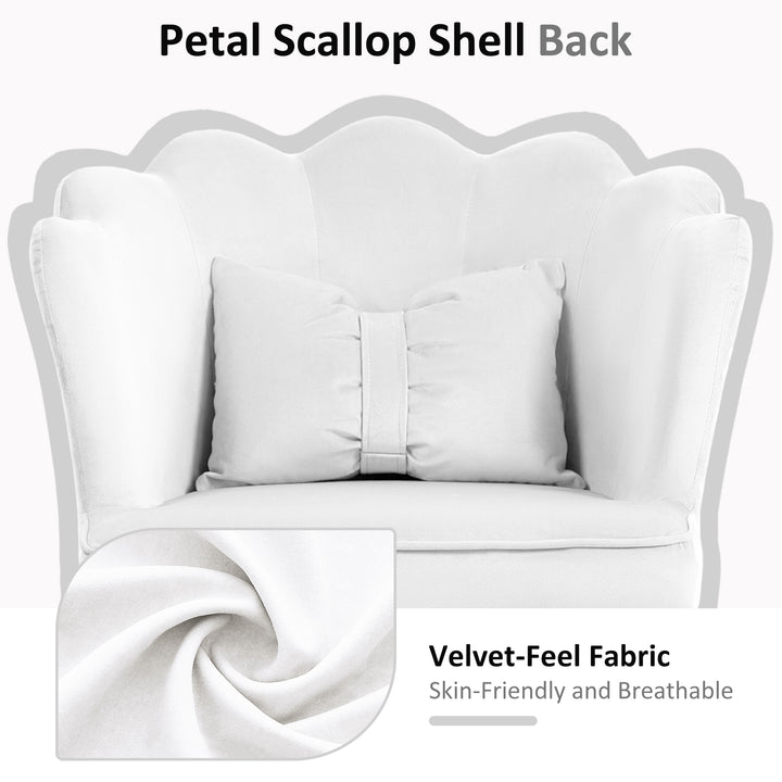 Velvet-Feel Petal Back Office Chair - White