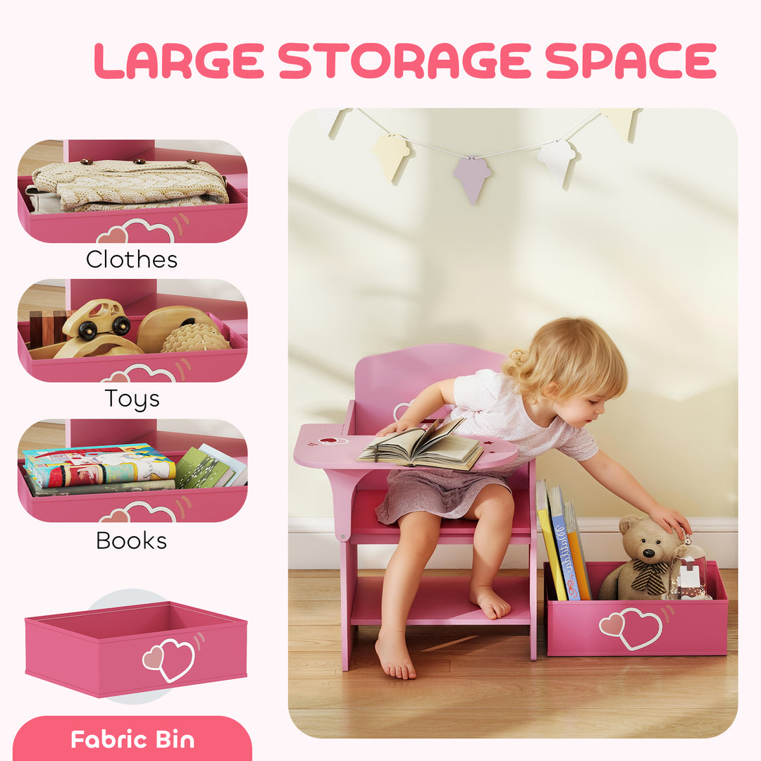 Kids Table and Chair Set, Children Desk and Chair with Storage Bins for Playing, Reading, Painting, for Ages 3-5