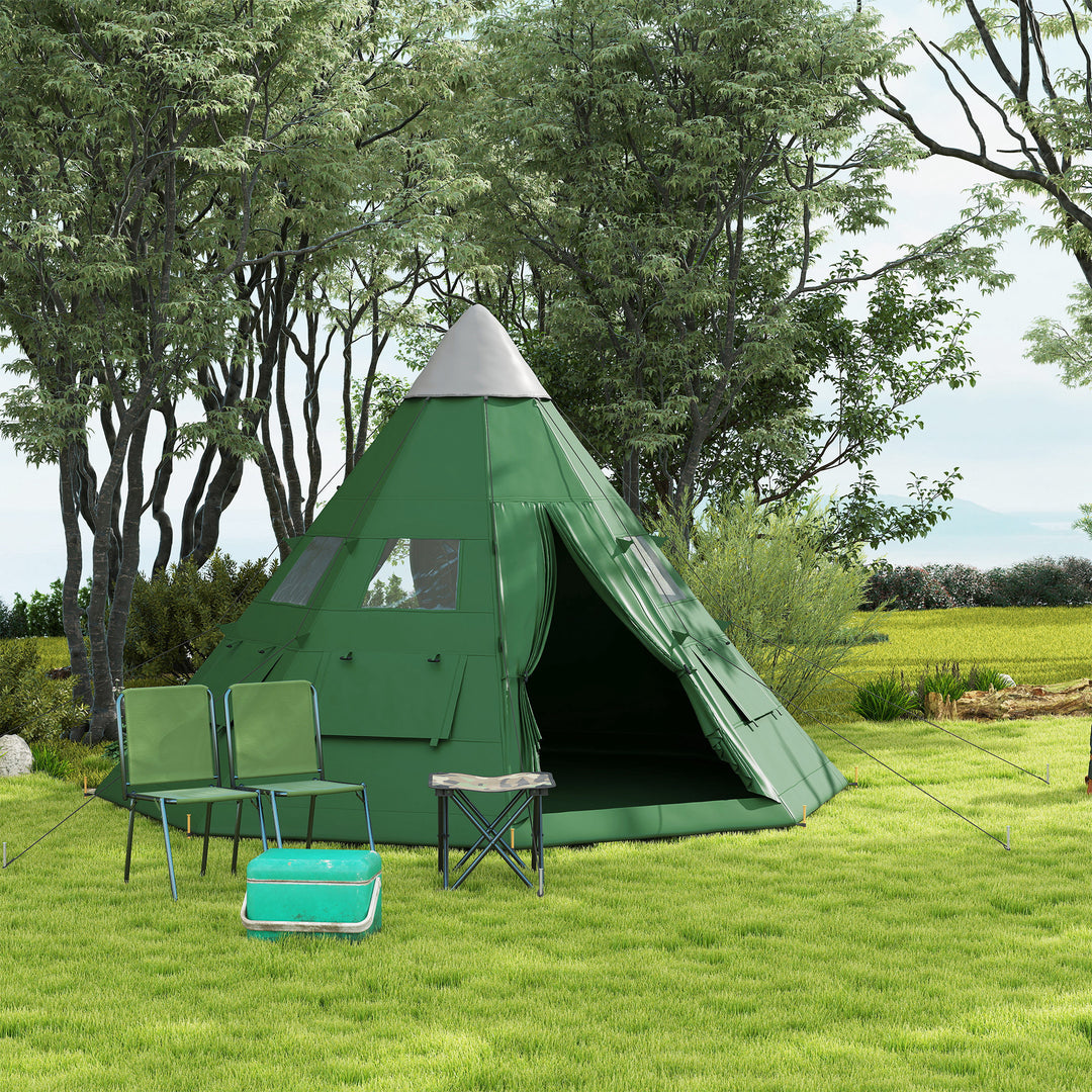 6 Men Tipi Tent with Carry Bag - Green