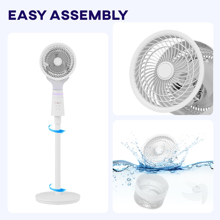 Pedestal Air Circulation Fan with Oscillating, Light Off, White