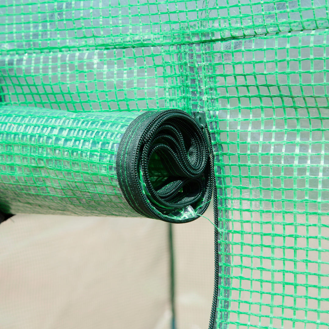 Walk-in Polytunnel Greenhouse, Outdoor Garden Tunnel Greenhouse Tent with Zipped Roll-Up Door and 6 Mesh Windows, 4 x 3M