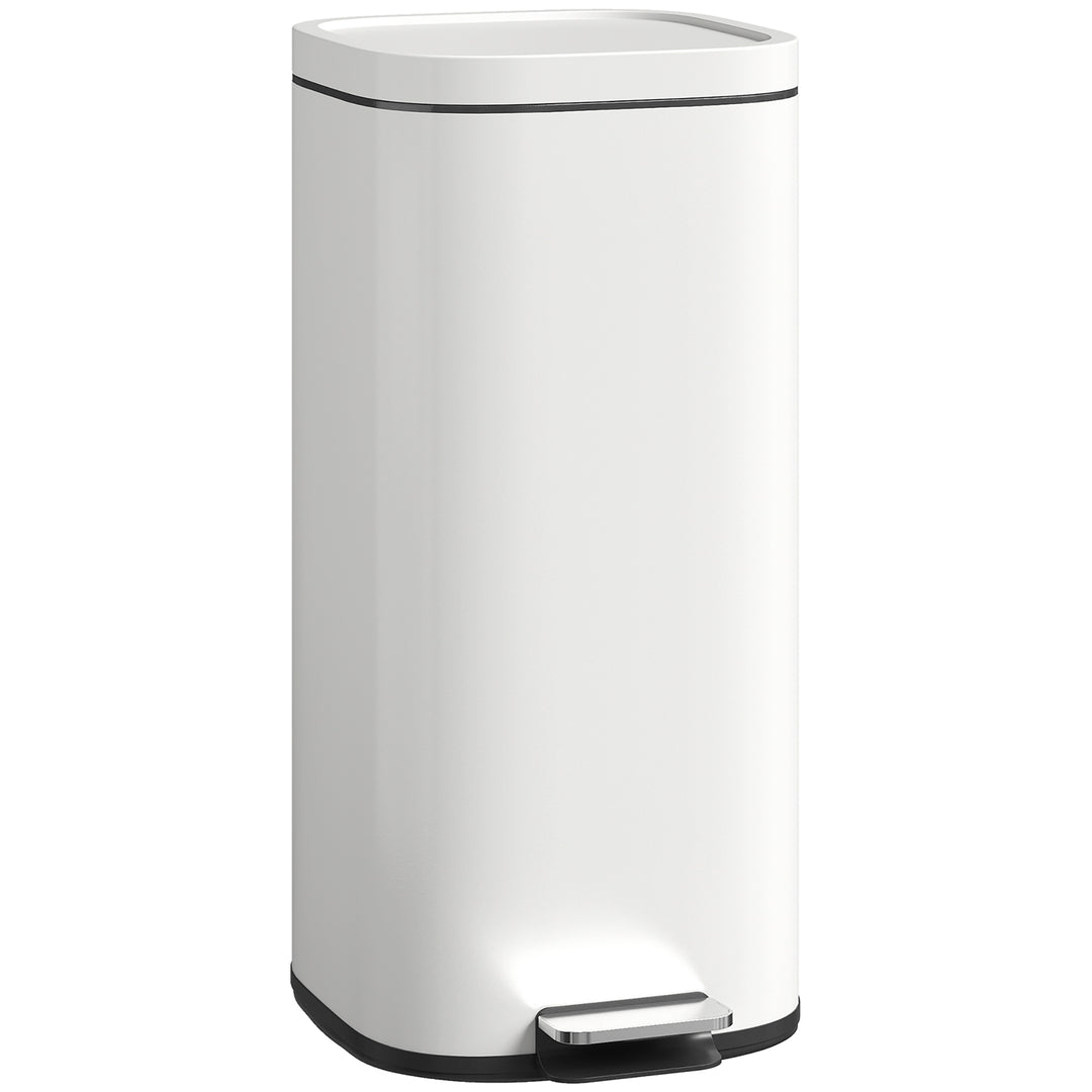 MCL 30L Kitchen Bin, Compact Pedal Bin with Soft-Close and Stay-Open Lid, Removable Bucket for Kitchen, Home, Office, Cream