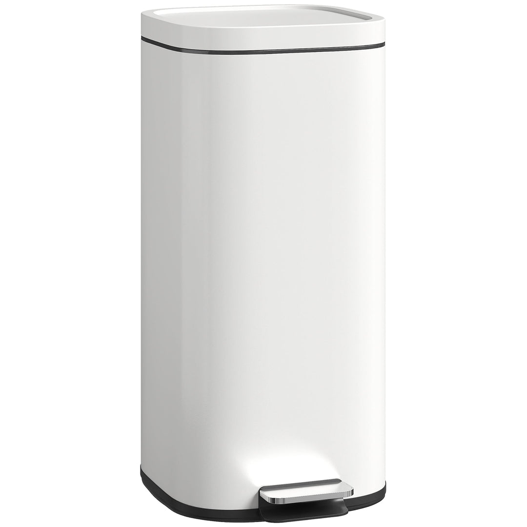MCL 30L Kitchen Bin, Compact Pedal Bin with Soft-Close and Stay-Open Lid, Removable Bucket for Kitchen, Home, Office