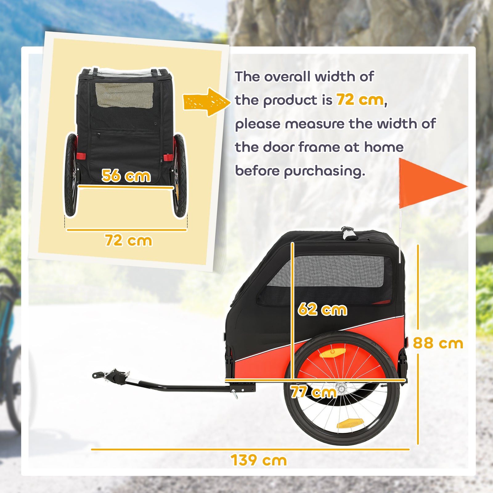 Dog Bike Trailer, Dog Cart Bicycle Carrier for Small and Medium Pets w
