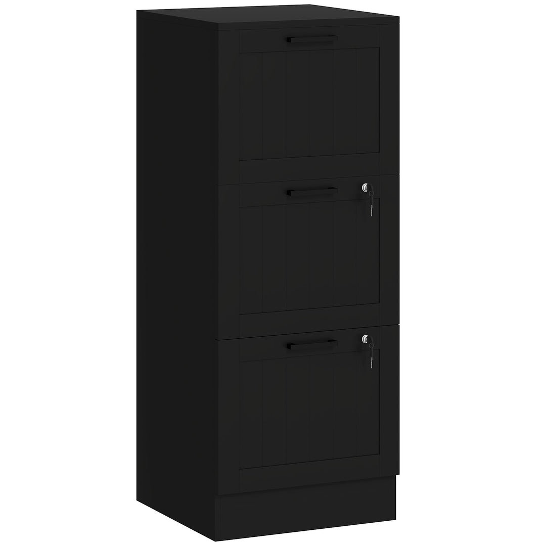 MCL 3 Drawer Filing Cabinet with Lock, Office Storage Cabinet with Adjustable Hanging Bars for A4 Letter Size Files