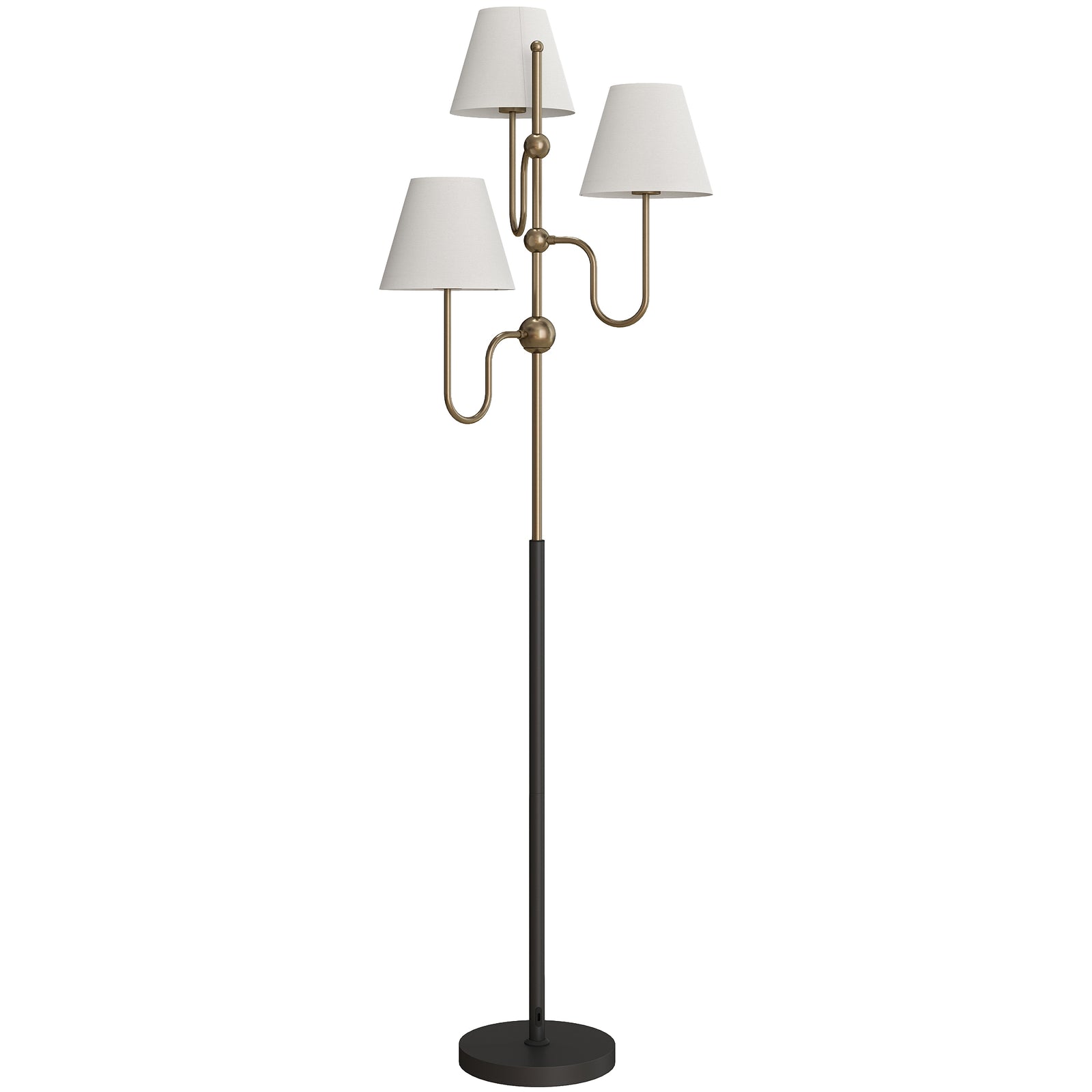 Floor Lamp, 165 cm Tall Standing Lamp with 3 Light and Foot Switch for Living Room, Bedroom, Bedside, Office, E27 Base Without Bulb (40W Max)