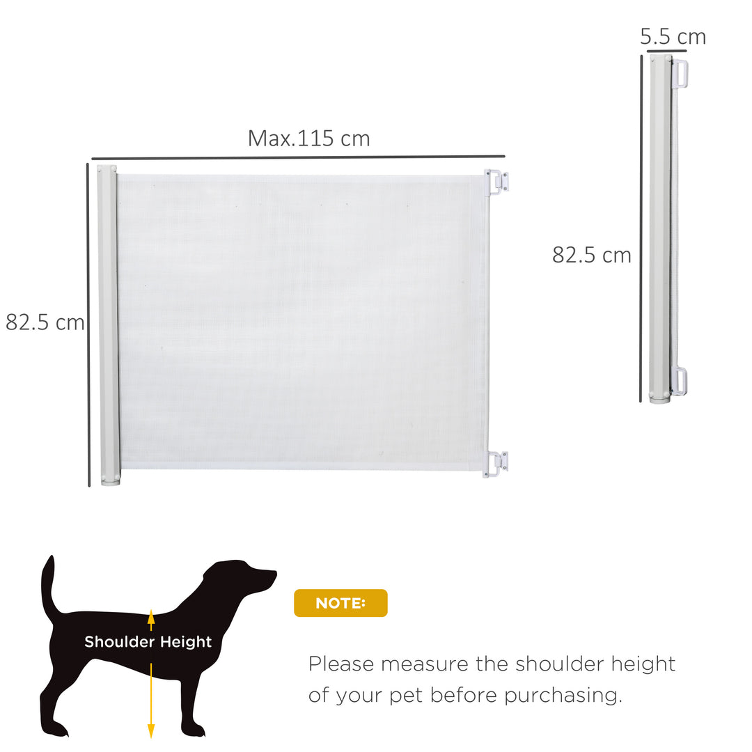 PawHut Retractable Stair Gate, 115 x 82.5 cm, White, Dog Pet Barrier for Doorway, Stair, Hallway | Aosom UK