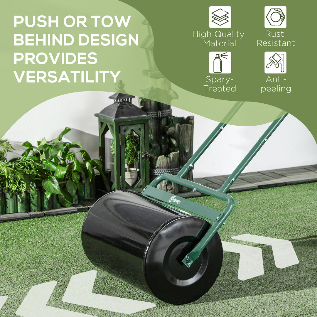 38L Fillable Cylinder Steel Lawn Roller - Dark Green