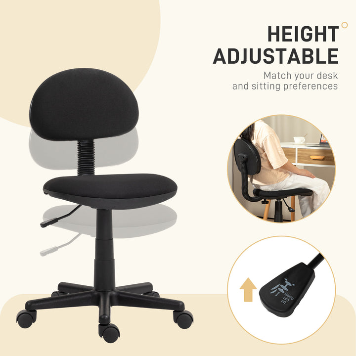 HOMCOM Small Armless Office Chair - Black