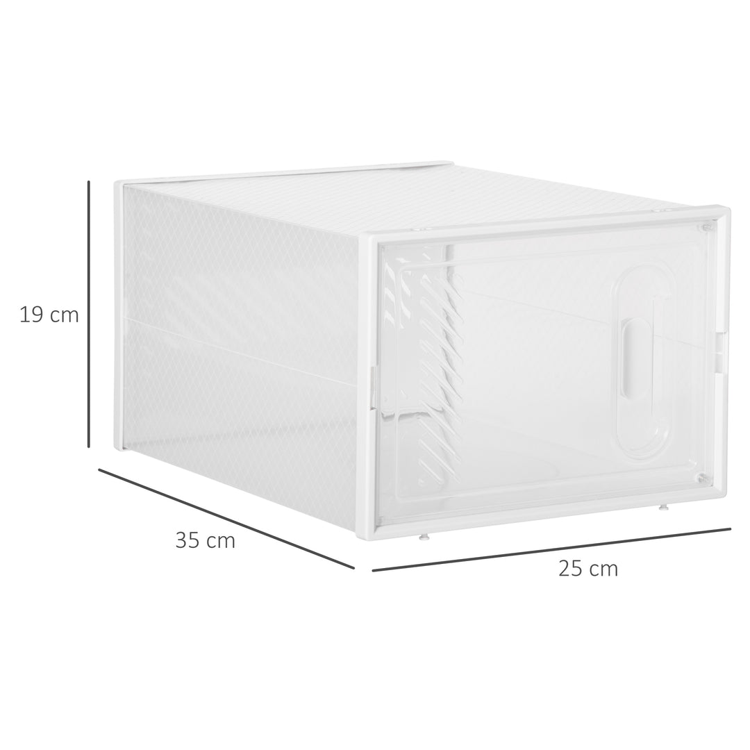 18PCS Clear Shoe Box, Plastic Stackable Shoe Storage Box for UK/EU Size up to 8.5/43 with Magnetic Door for Women/Men, 25 x 35 x 19cm