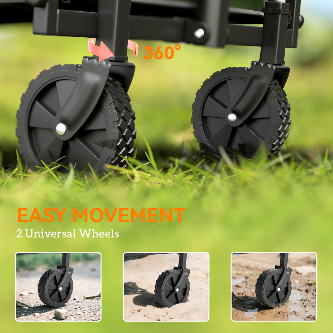 41L Festival Trolley on Wheels, Small Garden Folding Trolley Cart, 60kg Heavy Duty Collapsible Folding Wagon with Adjustable Handle and Carrying Bag for Beach, Camping, Festival, Green