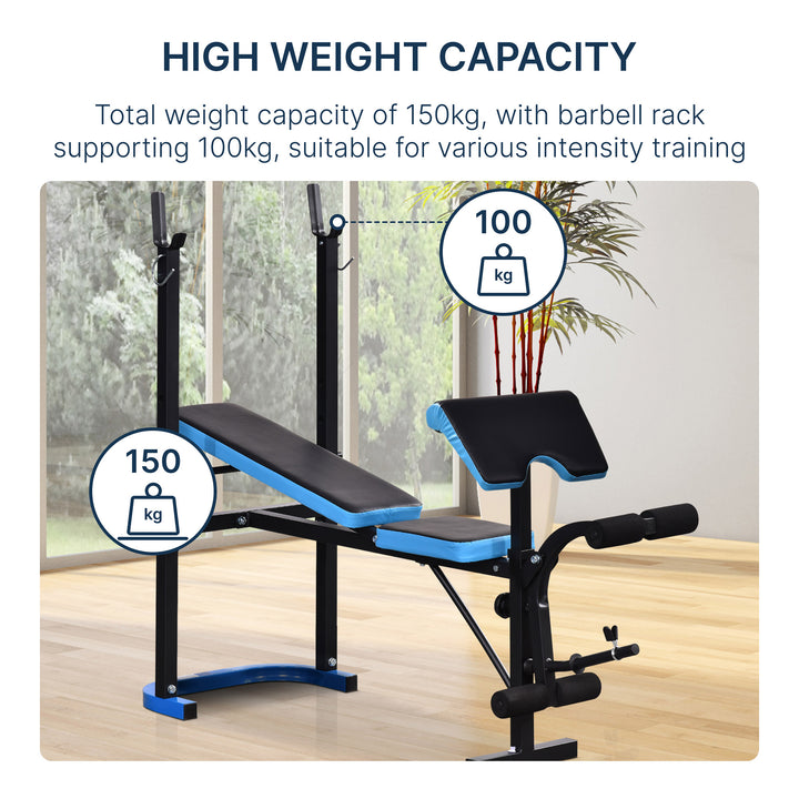 Adjustable Weight Bench with Leg Developer Barbell Rack for Lifting and Strength Training Multifunctional Workout Station for Home Gym Fitness, Black