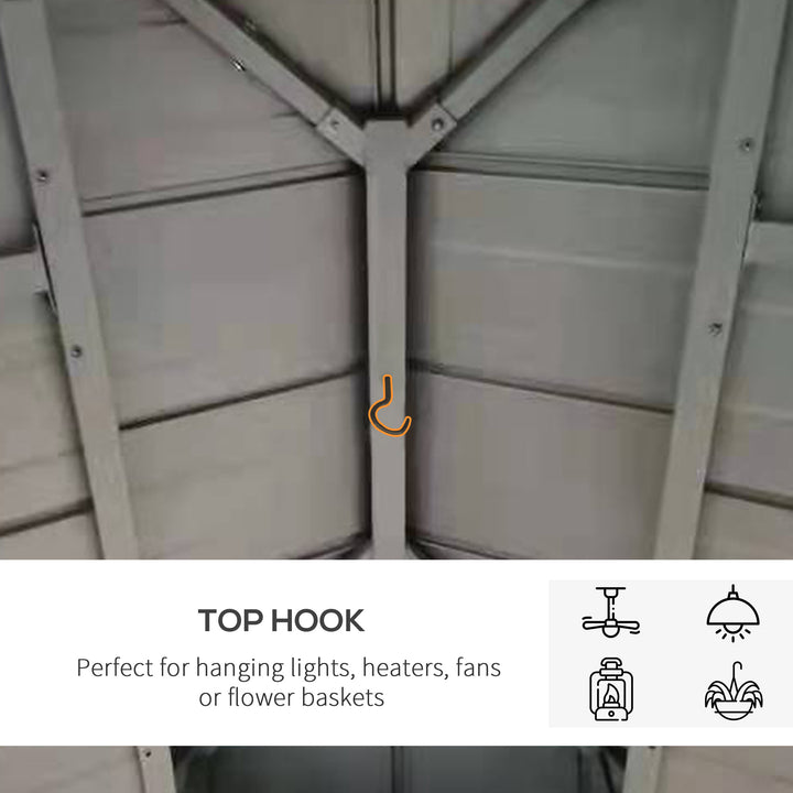 MCL 3.5 x 3.5m Outdoor Hardtop Gazebo Canopy with Two-tier Metal Roof and Solid Wood Frame Outdoor Patio Shelter for Patio, Garden, Black