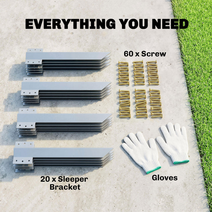 20 Pack Railway Sleeper Brackets, 41 cm Heavy Duty Galvanised Steel Sl