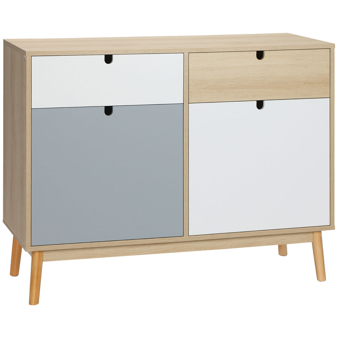 Sideboard, Kitchen Storage Cabinet with Drawers and Door Cupboards for Dining Room, Living Room, Entryway,100W x 40D x 79.5Hcm, Multicoloured