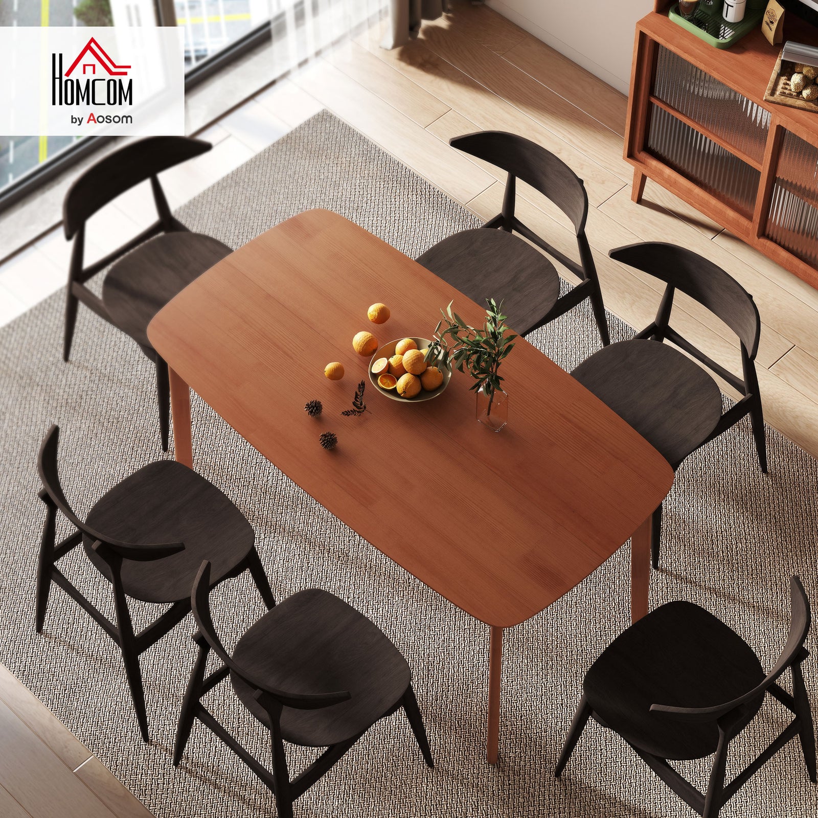 Pine Wood Rectangular Dining Table - Light Brown