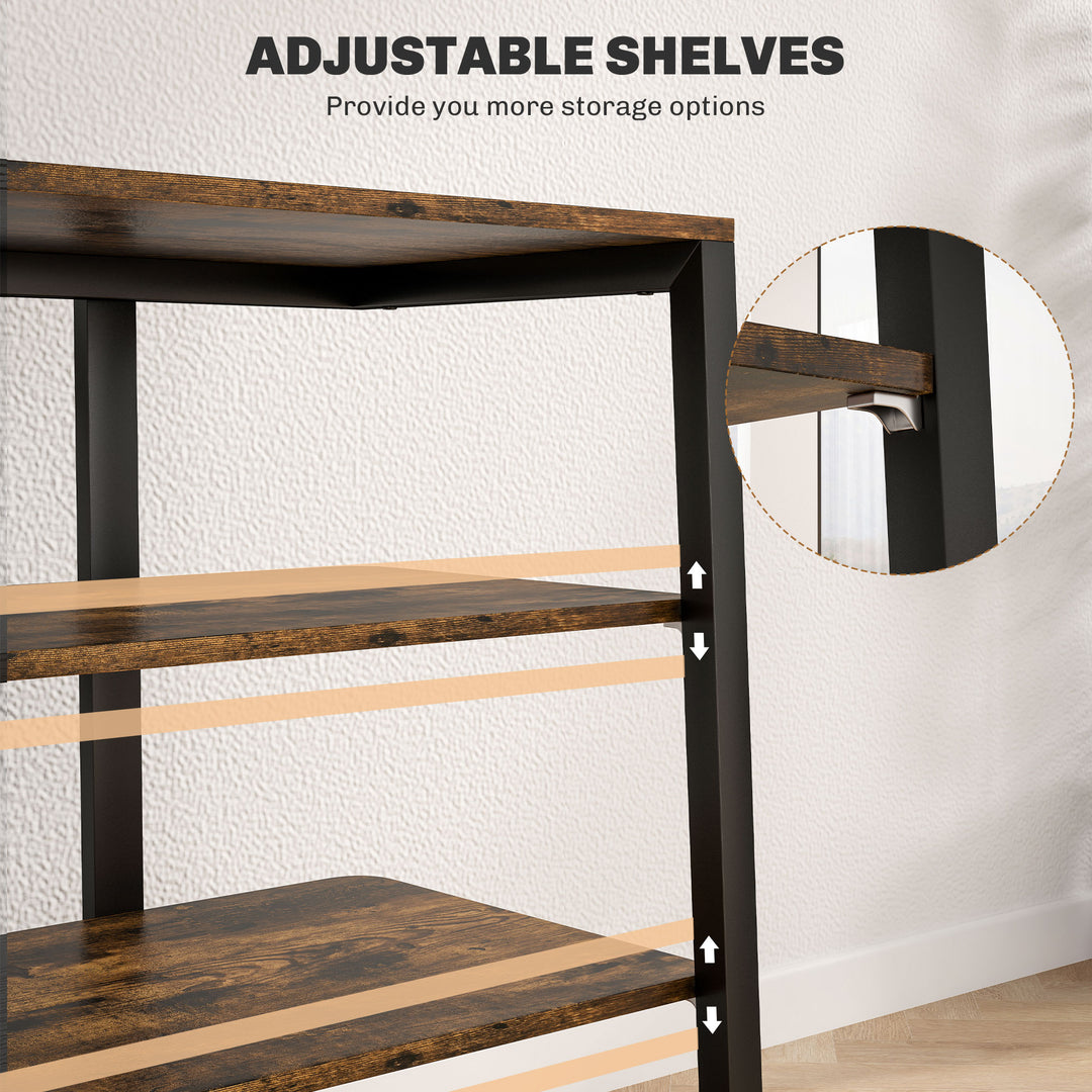 HiFi Stand, with Four Storage Shelves - Rustic Brown