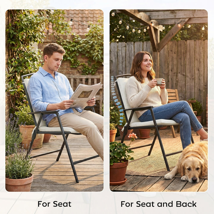 Outdoor Seat Cushions Set of 2 with Ties, Waterproof Garden Seat Pads,