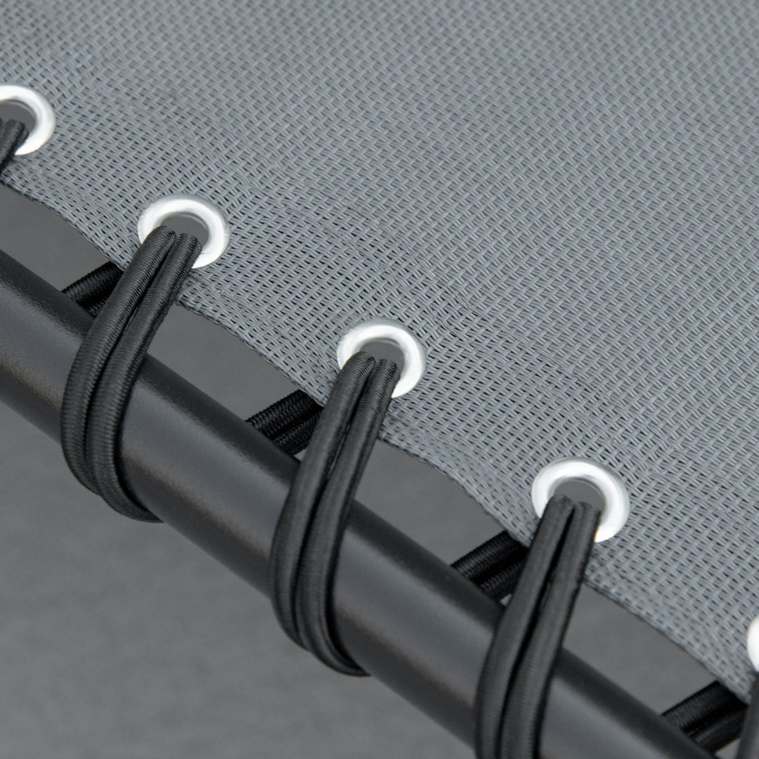 MCL Portable Sun Lounger, Folding Camping Bed Cot, Reclining Lounge Chair 5-position Adjustable Backrest with Side Pocket, Pillow for Patio Garden Beach Pool, Grey